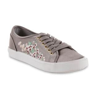 Metaphor Floral Emily Gray Satin Sneakers Kicks Shoes SIZE 8